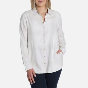 Jachs Girlfriend NWT Ladies' White Button Down Flannel Shirt Size XL